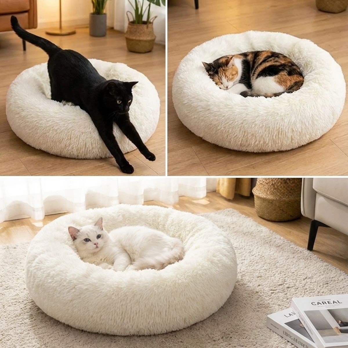 Yuvarlak Ultra Yumuşak Welsoft Peluş Kedi ve Köpek Yatağı - Görsel 3